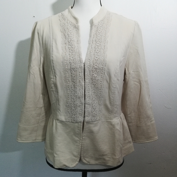 Elle Jackets & Blazers - ELLE Beige Peplum Cardigan Blazer Button Front Jacket Size L